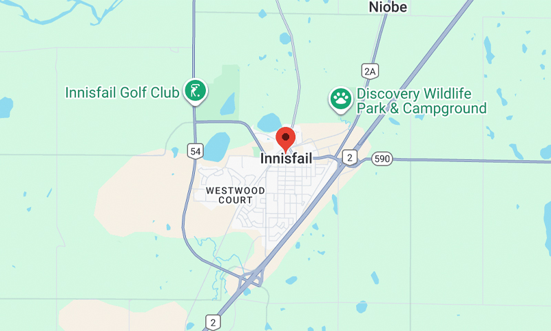 map of Innisfail Alberta