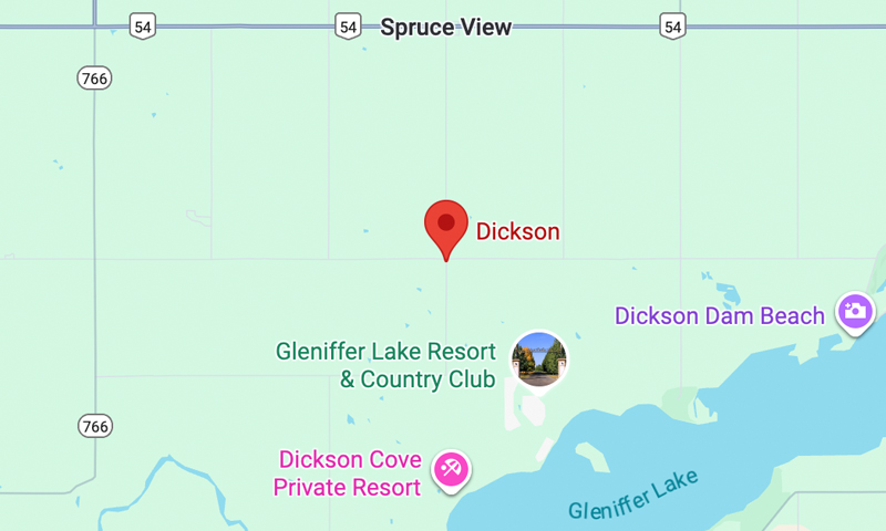 map of Dickson Alberta